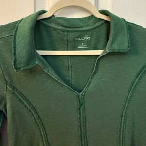 Pilcro Forest Green V-Neck Top